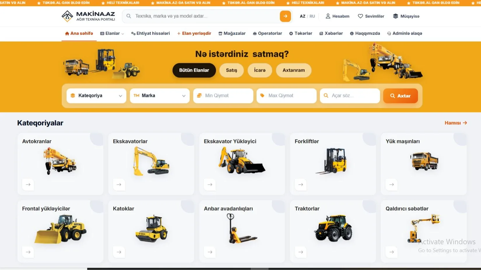Makina.az - Ağır Texnika Satışı, İcarəsi və Ehtiyat Hissələri Portalı — desktop