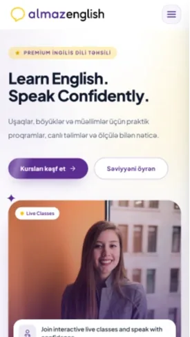 Almaz English – Onlayn İngilis Dili Təhsili və Resurs Platforması — mobil