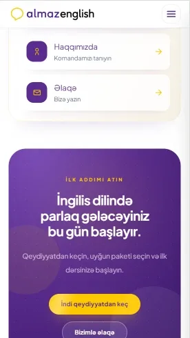 Almaz English – Onlayn İngilis Dili Təhsili və Resurs Platforması — mobil 4 | Code Symphony