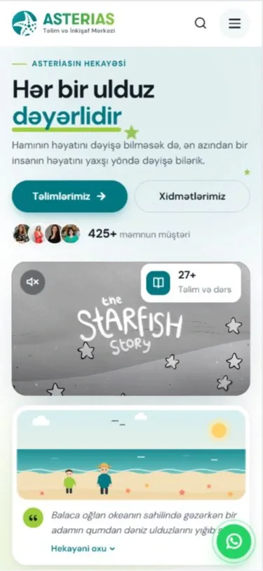 Asterias.az - Təlim, İnkişaf Mərkəzi və Kouçinq Platforması — mobil