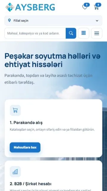 Aysberg.az - Peşəkar Soyutma Sistemləri və B2B E-Ticarət Platforması — mobil