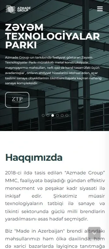 Azmade Group - Korporativ Veb Sayt — mobil