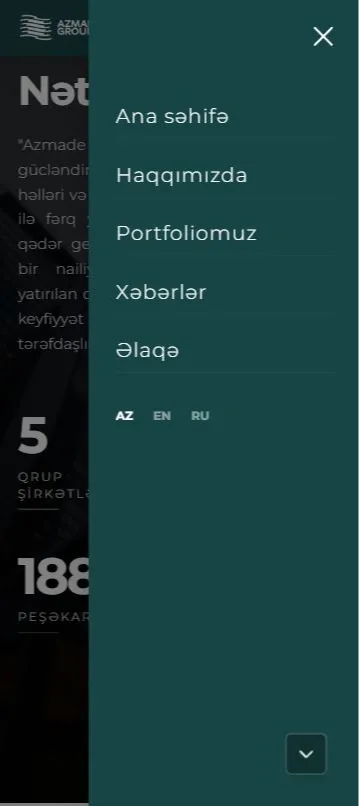 Azmade Group - Korporativ Veb Sayt — mobil 2 | Code Symphony