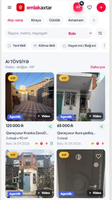 Emlakaxtar.az - Əmlak Platforması — mobil