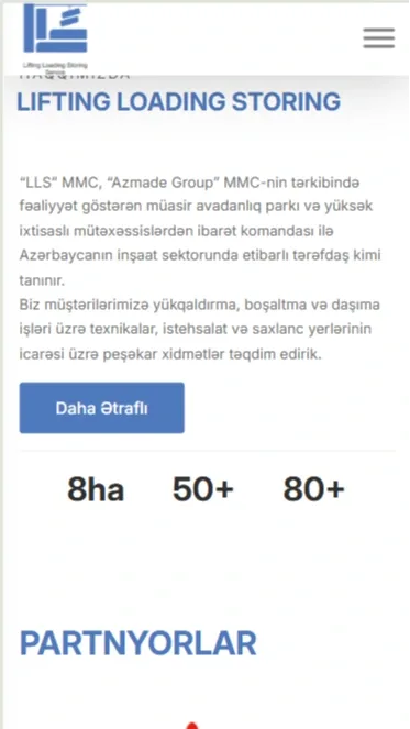 LLS MMC – Yükqaldırma, Logistika və Anbarlama Xidmətləri Veb Saytı — mobil 2 | Code Symphony