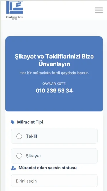 LLS MMC – Yükqaldırma, Logistika və Anbarlama Xidmətləri Veb Saytı — mobil 4 | Code Symphony