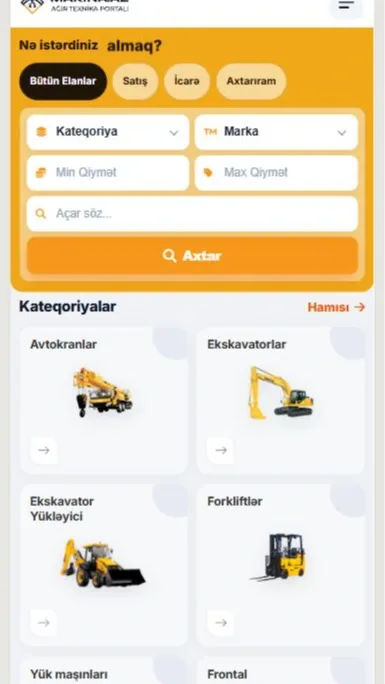 Makina.az - Ağır Texnika Satışı, İcarəsi və Ehtiyat Hissələri Portalı — mobil