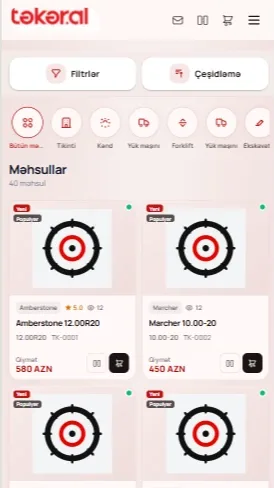 Təkər.al – Xüsusi Texnika , E-Ticarət Platforması — mobil 2 | Code Symphony