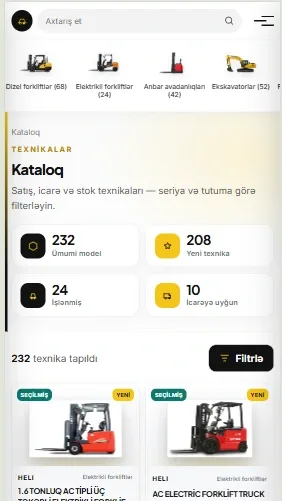 UniTexnika – Sənaye Texnikası Satışı, İcarəsi və Servis Platforması — mobil 3 | Code Symphony