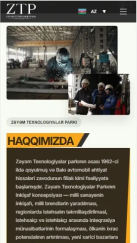ZTP – Zəyəm Texnologiyalar Parkı Sənaye və İstehsalat Platforması — mobil