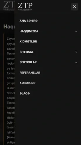 ZTP – Zəyəm Texnologiyalar Parkı Sənaye və İstehsalat Platforması — mobil 4 | Code Symphony