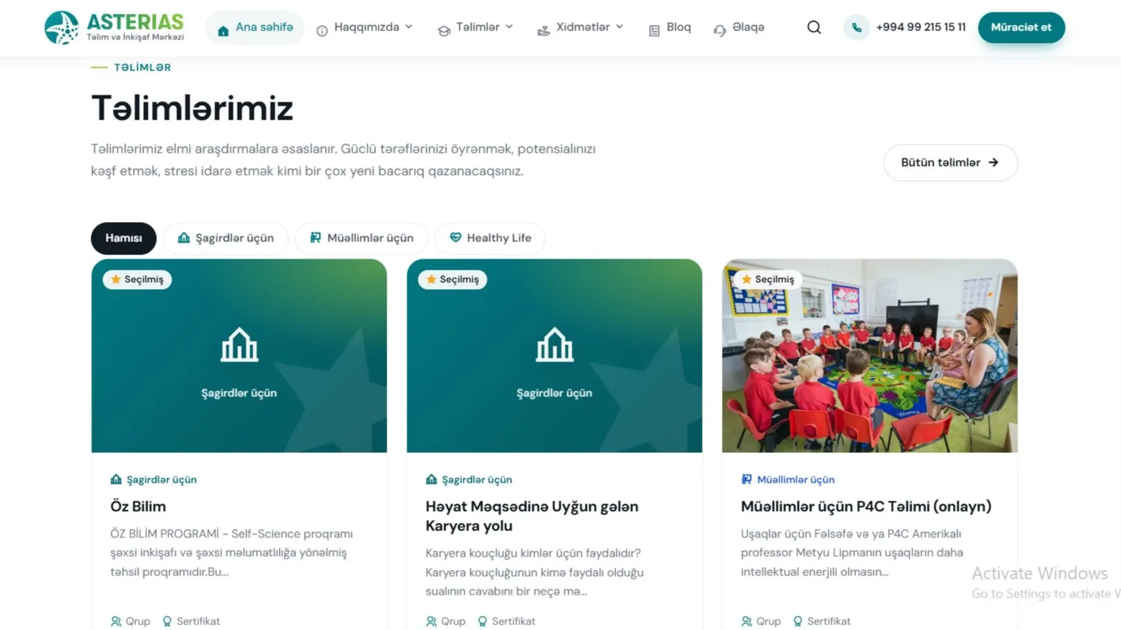 Asterias.az - Təlim, İnkişaf Mərkəzi və Kouçinq Platforması — 4 | Code Symphony Bakı