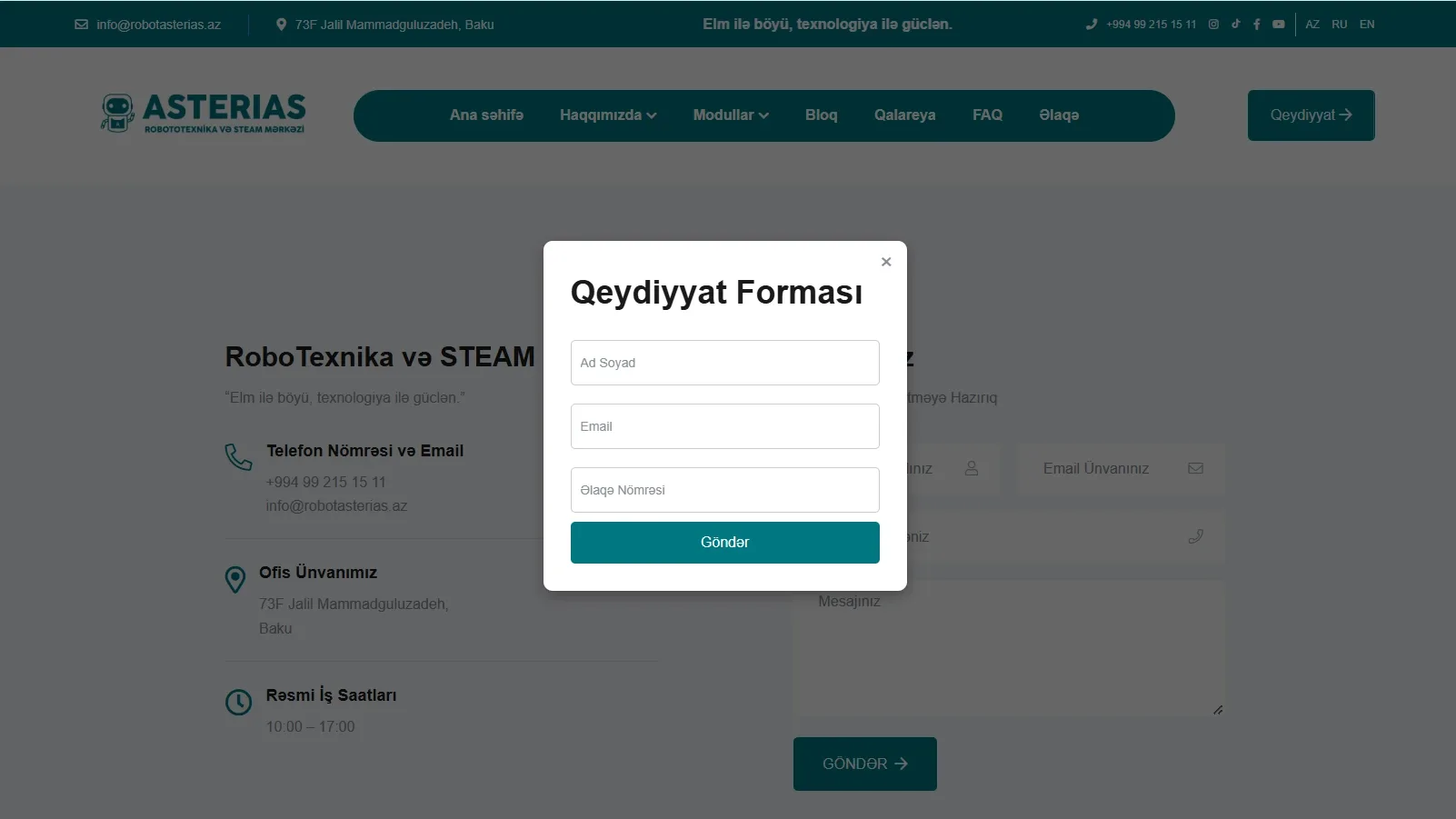 Asterias – Robototexnika və STEAM Təhsil Mərkəzi Veb Platforması — 4 | Code Symphony Bakı