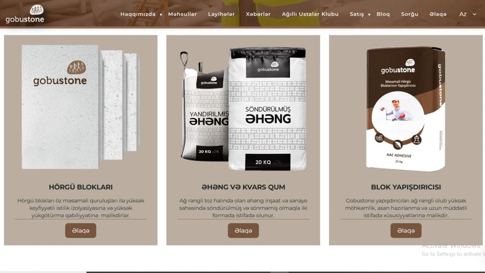 Gobustone.az - Məsaməli Hörgü Blokları və İnşaat Materialları Veb Saytı — 2 | Code Symphony Bakı