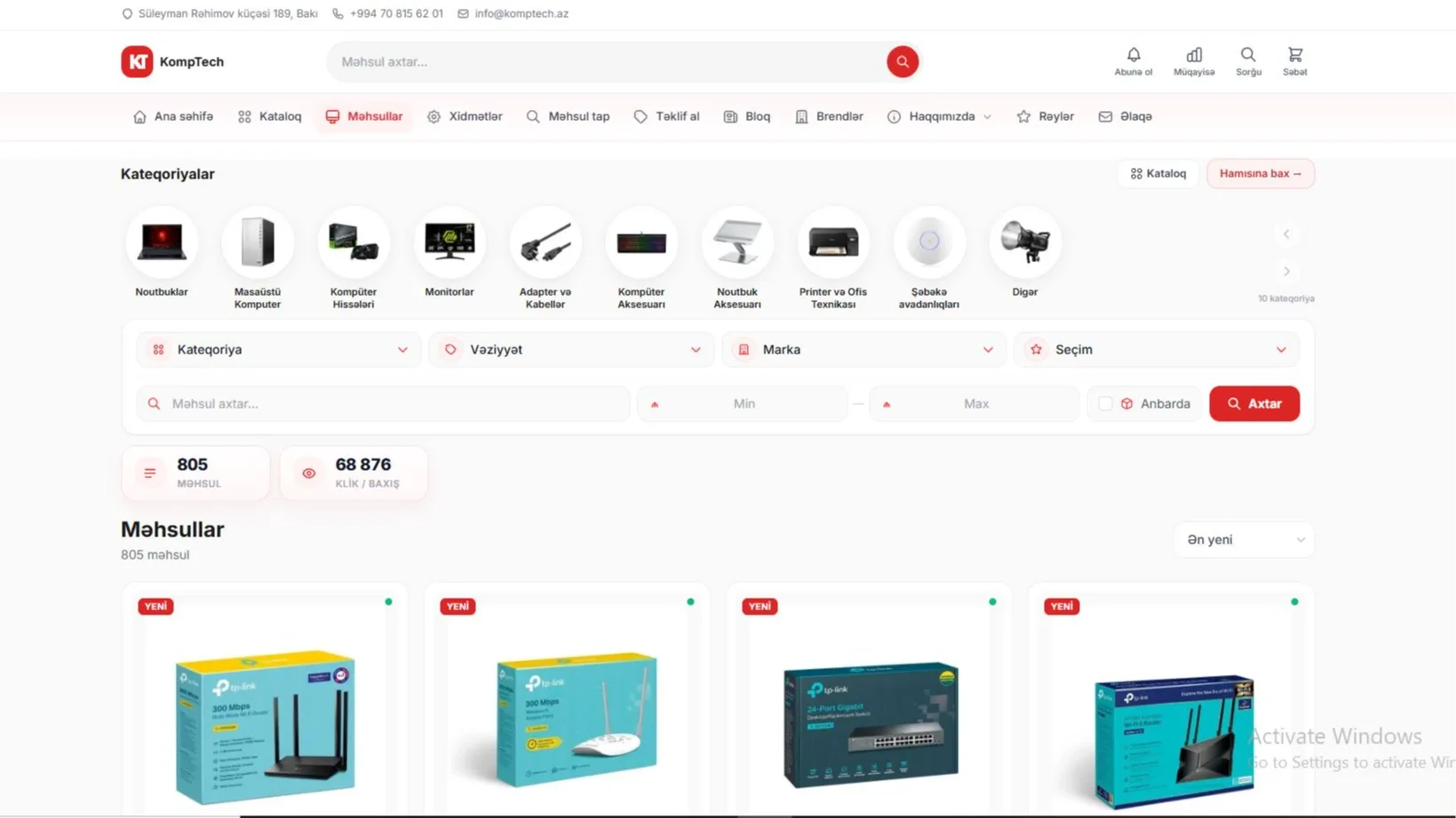 Komptech.az - Kompüter, İT Avaranlıqları və Xidmətləri E-Ticarət Platforması — 2 | Code Symphony Bakı