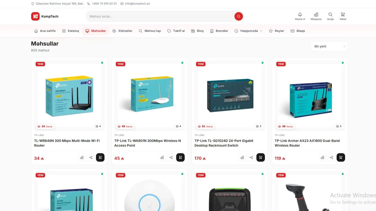 Komptech.az - Kompüter, İT Avaranlıqları və Xidmətləri E-Ticarət Platforması — 4 | Code Symphony Bakı