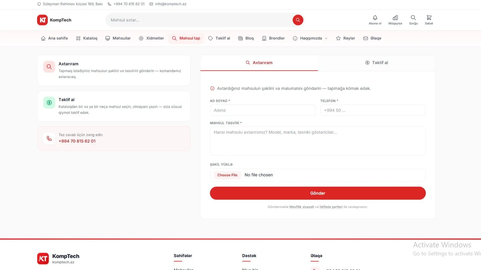 Komptech.az - Kompüter, İT Avaranlıqları və Xidmətləri E-Ticarət Platforması — 3 | Code Symphony Bakı