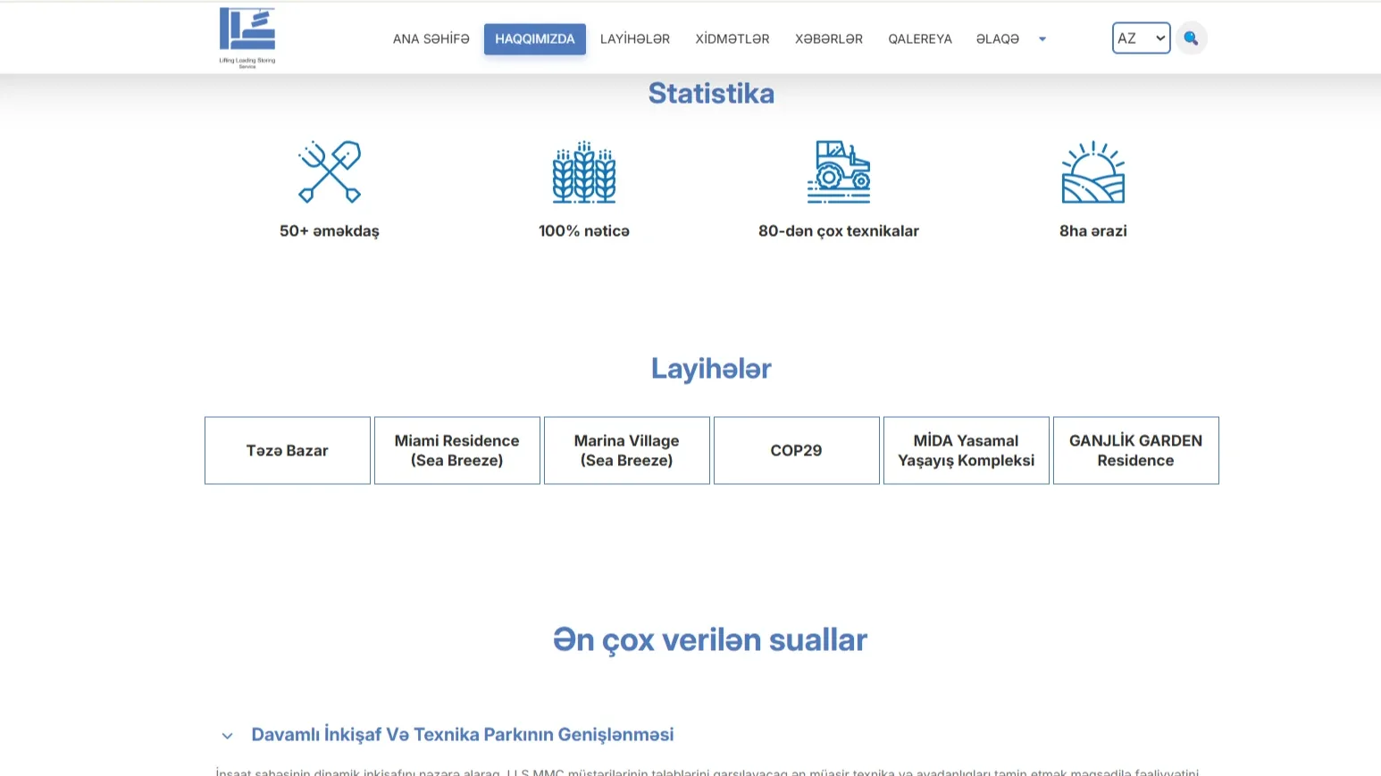 LLS MMC – Yükqaldırma, Logistika və Anbarlama Xidmətləri Veb Saytı — 4 | Code Symphony Bakı