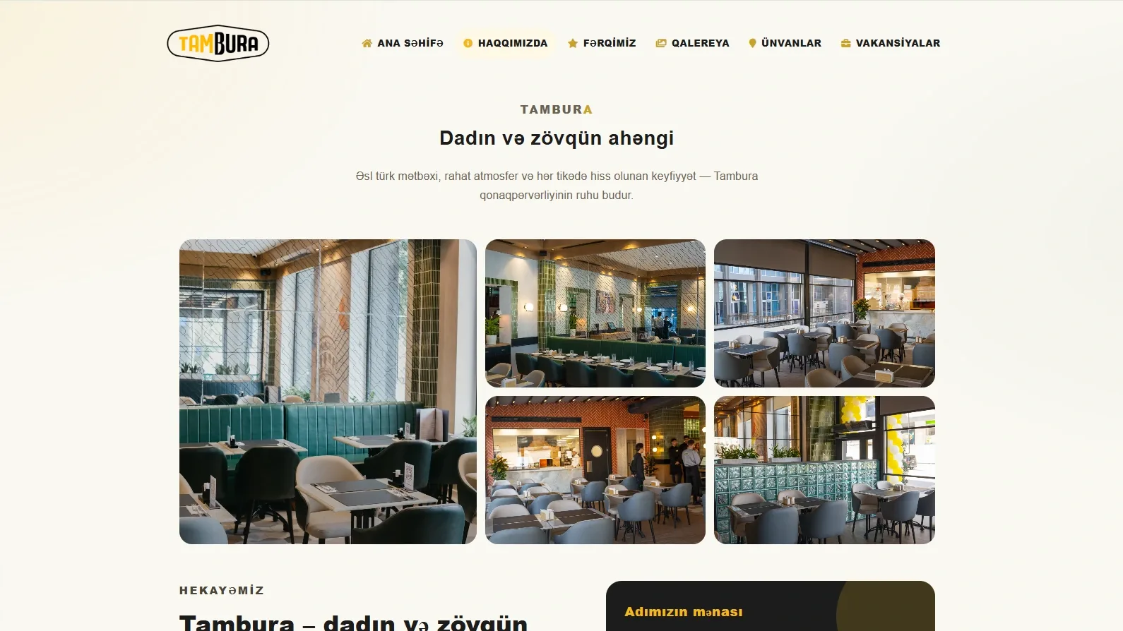 Tambura – Restoran Şəbəkəsi üçün Rəqəmsal Menyu və Korporativ Veb Sayt — 3 | Code Symphony Bakı