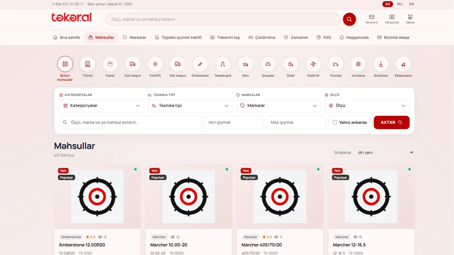Təkər.al – Xüsusi Texnika , E-Ticarət Platforması — 2 | Code Symphony Bakı
