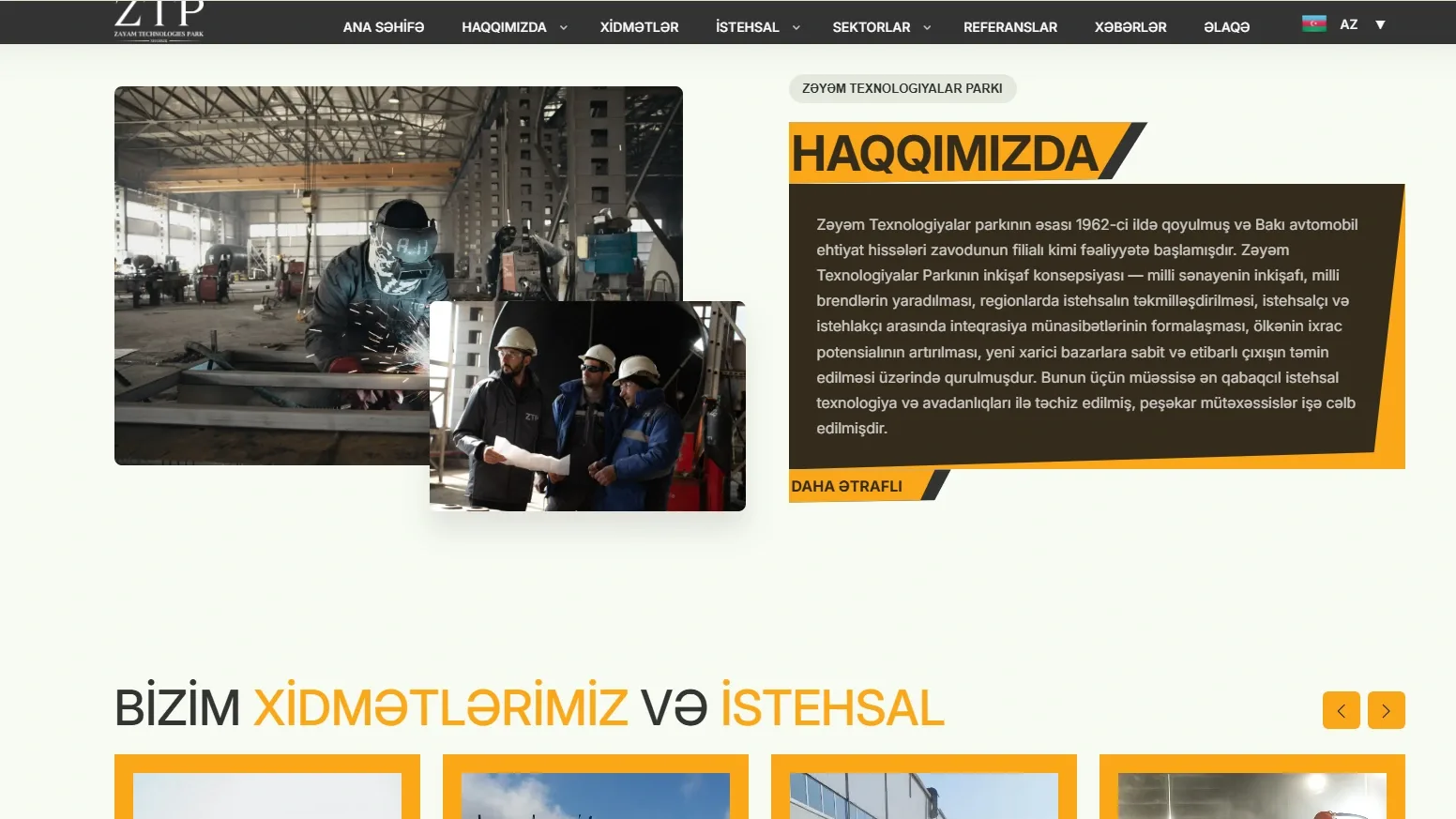 ZTP – Zəyəm Texnologiyalar Parkı Sənaye və İstehsalat Platforması — desktop